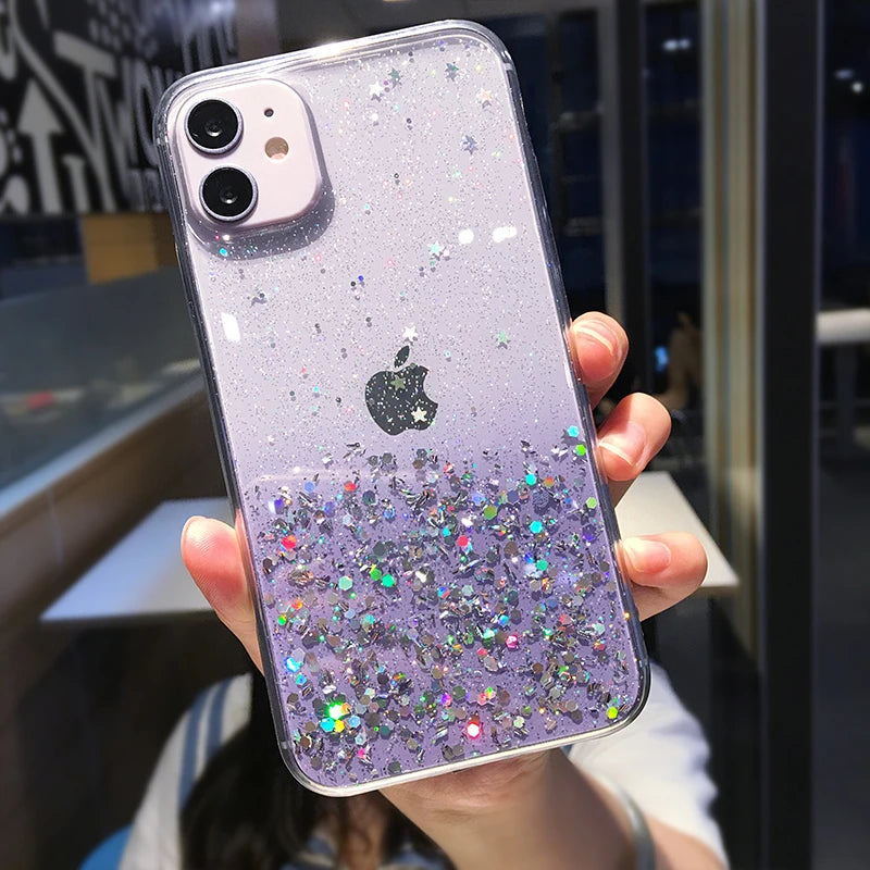 Luxury Gradient Glitter Clear Case - Caseably