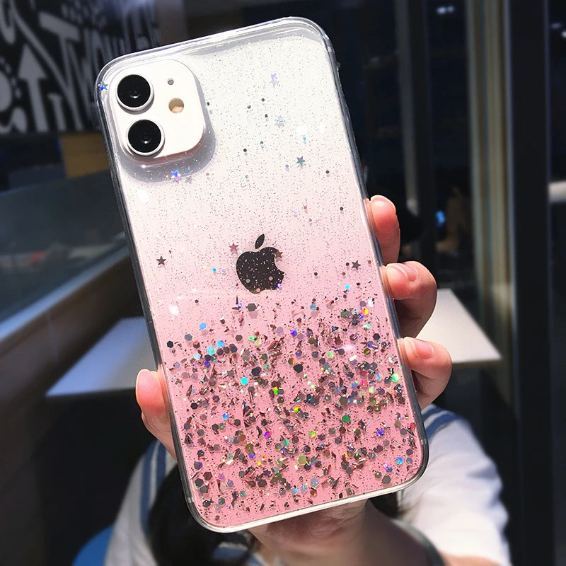 Luxury Gradient Glitter Clear Case - Caseably