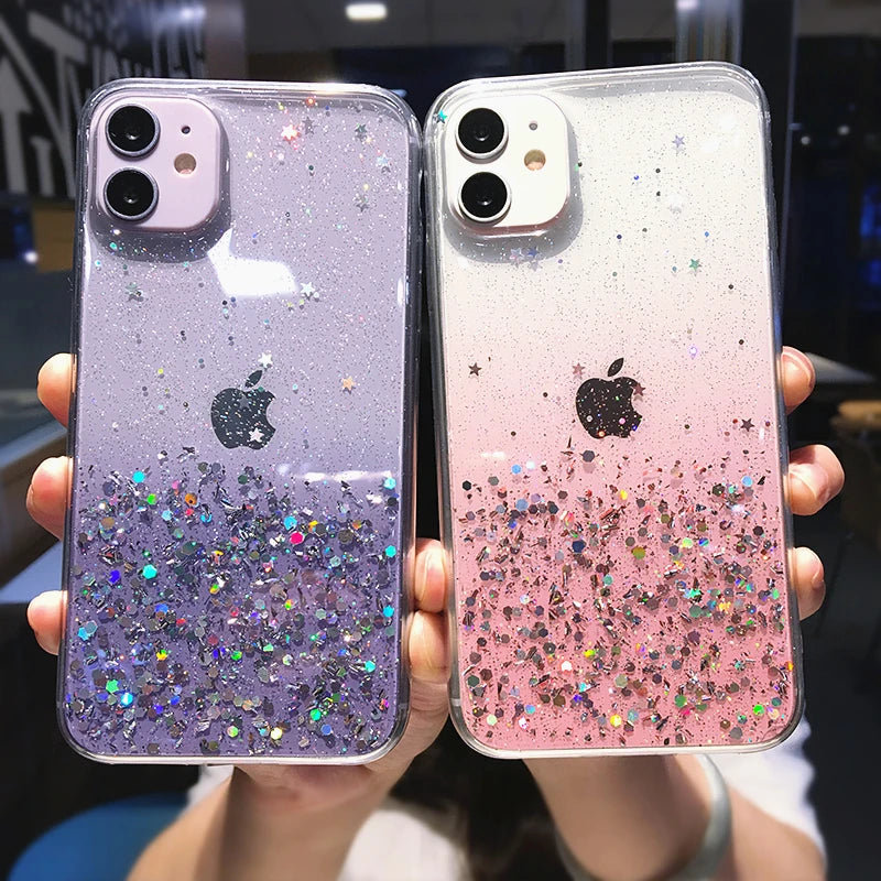 Luxury Gradient Glitter Clear Case - Caseably