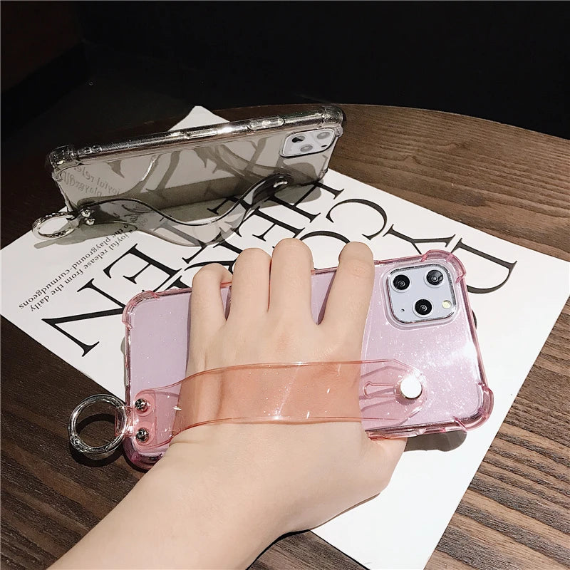 Glitter Powder Wrist Strap Phone Case - Caseably