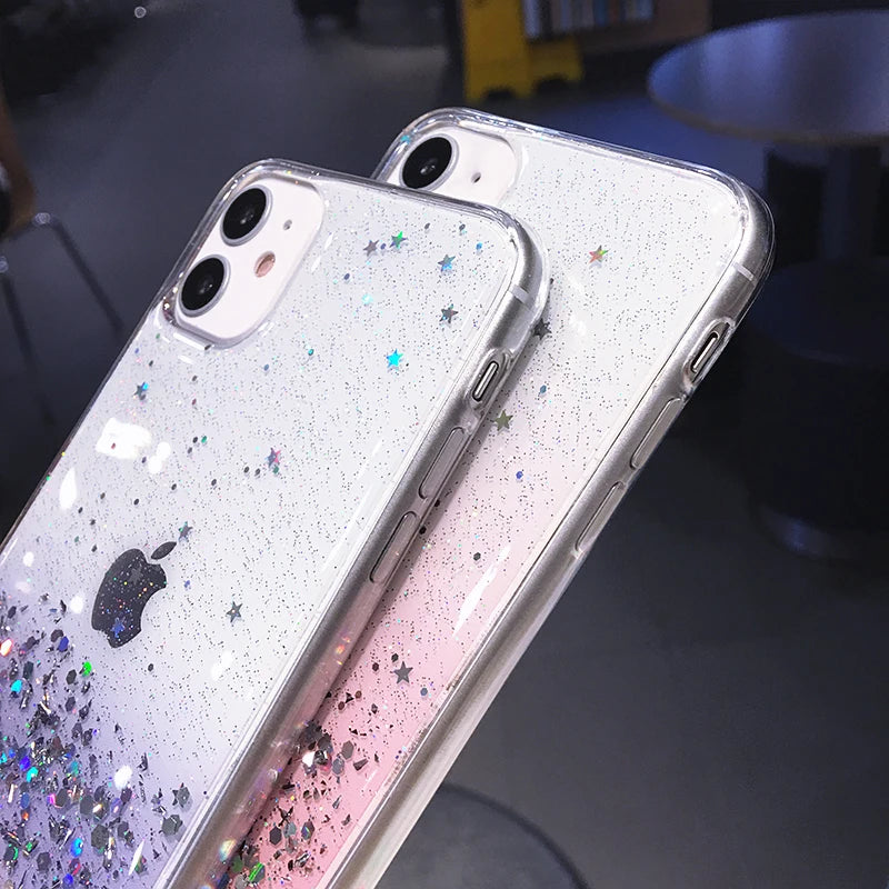 Luxury Gradient Glitter Clear Case - Caseably