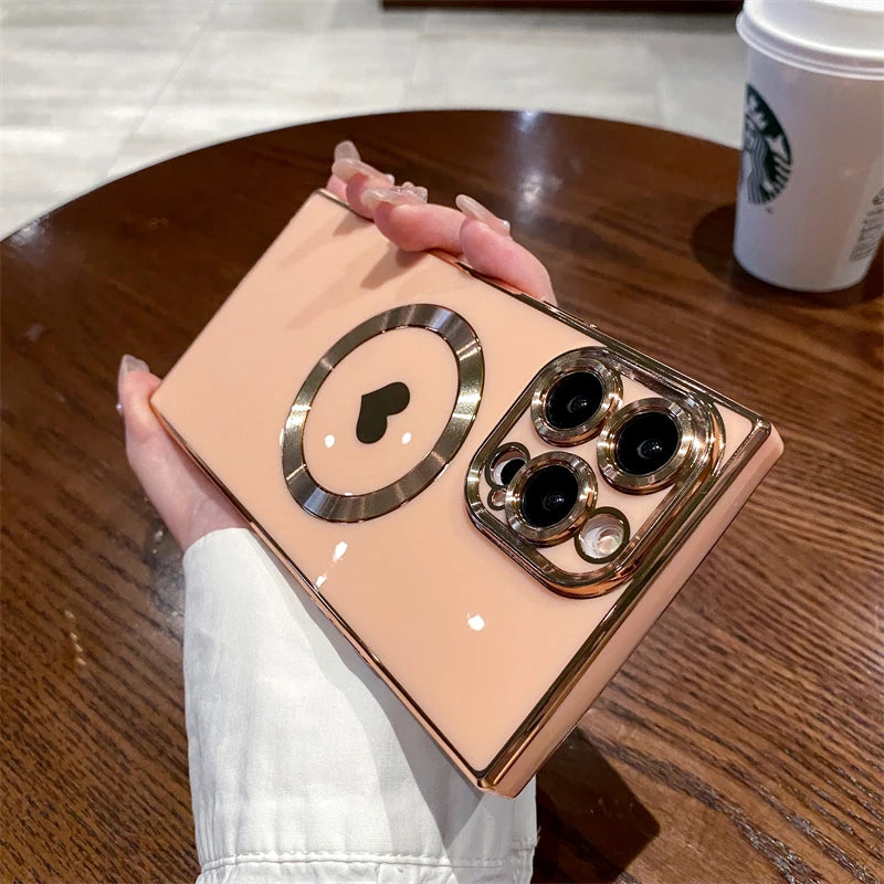 Luxury Electroplated Magsafe Love Heart Case - Caseably
