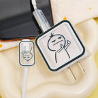 Creative Cute Charger Case Head Cover Cable Protector Wire Winder for IPhone 16 15 14 Pro Max 18/20W Type C Cable Management