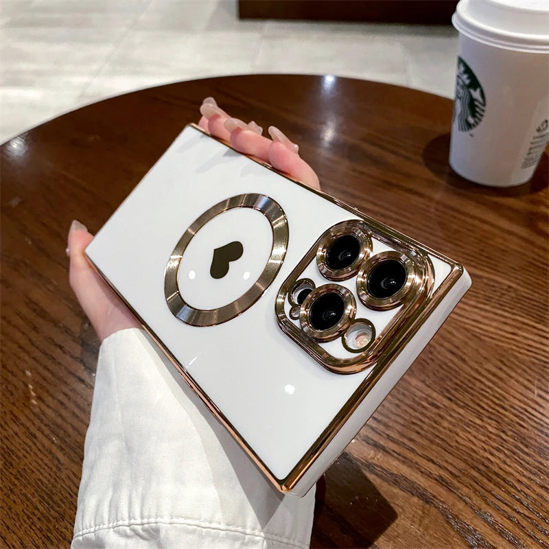 Luxury Electroplated Magsafe Love Heart Case - Caseably