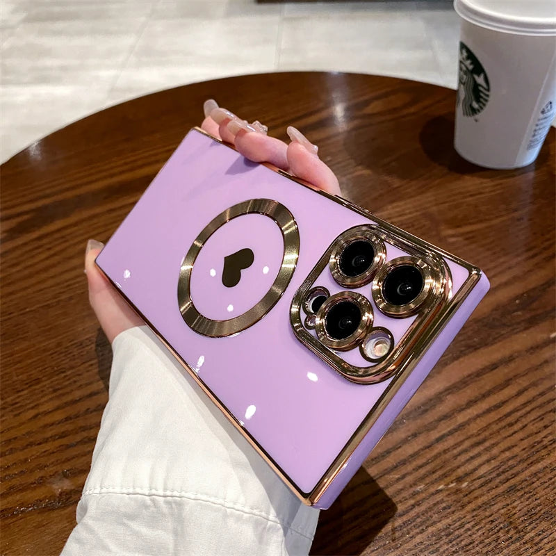 Luxury Electroplated Magsafe Love Heart Case - Caseably