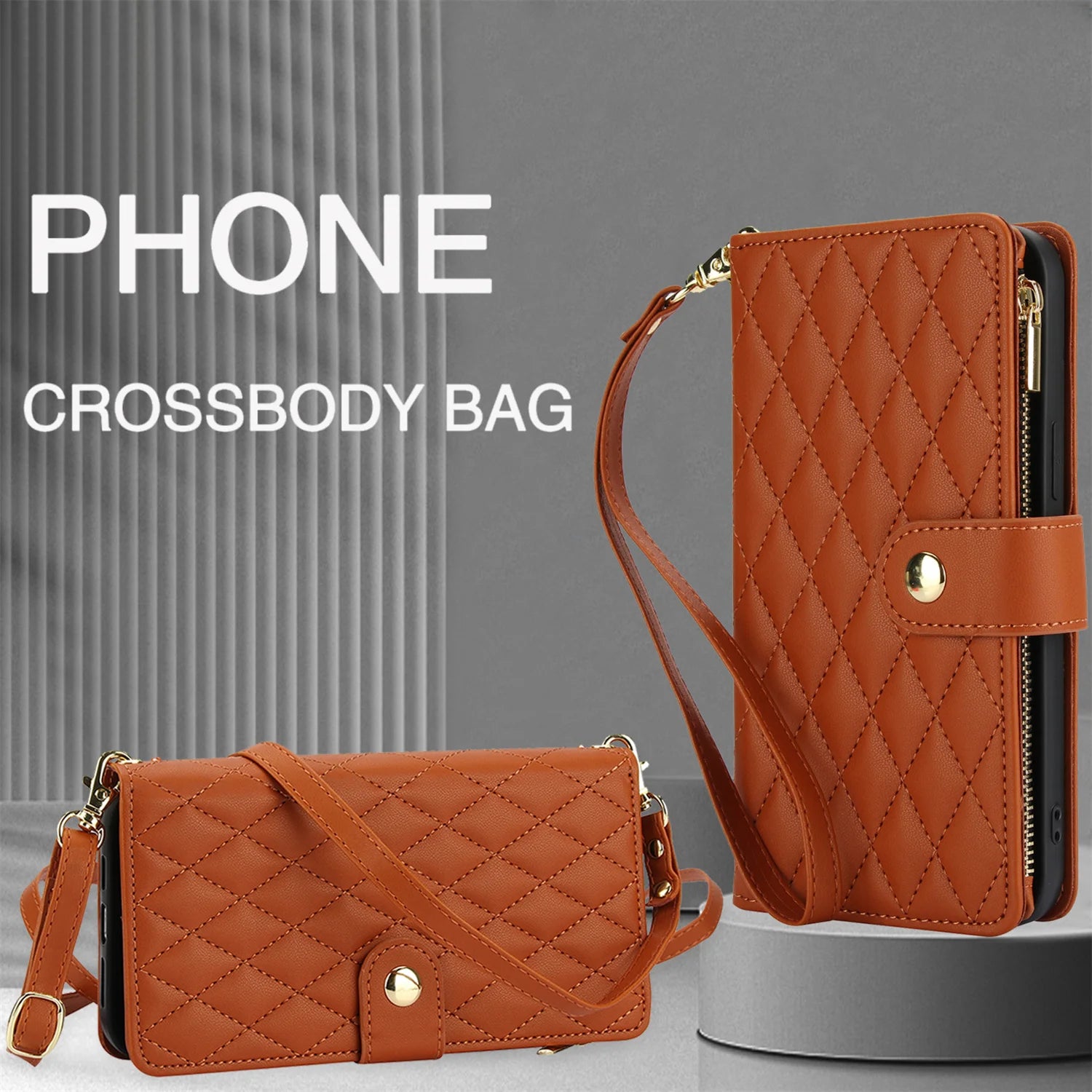 Crossbody PU Leather Wallet Flip Case For iPhone - Caseably