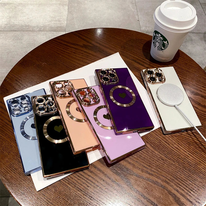 Luxury Electroplated Magsafe Love Heart Case - Caseably