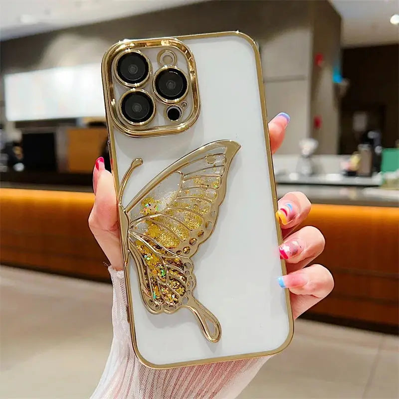 Plating Clear Glitter Butterfly Case - Caseably
