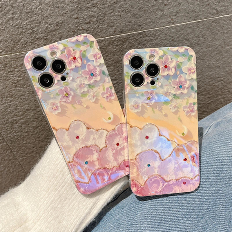 Flowers Glitter Laser Phone Case - Caseably