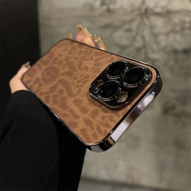Leopard Print Leather Phone Case - Caseably