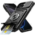 Magnetic Rotated Ring Kickstand Wallet Cover