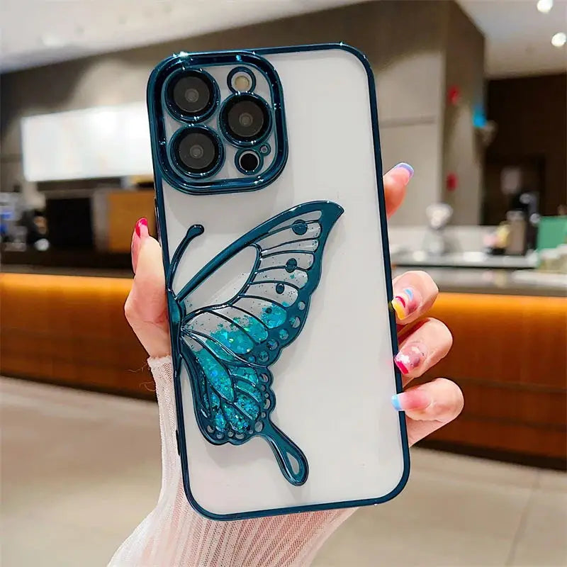 Plating Clear Glitter Butterfly Case - Caseably