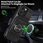 Magnetic Rotated Ring Kickstand Wallet Cover