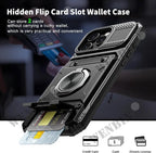 Magnetic Rotated Ring Kickstand Wallet Cover