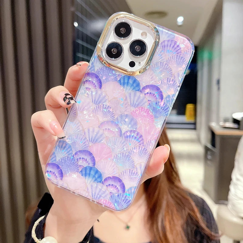 Rainbow Shell Glitter Laser Case - Caseably