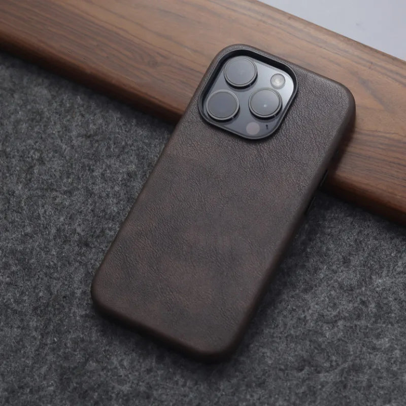 Crazy Horse Leather MagSafe Phone Case - Caseably