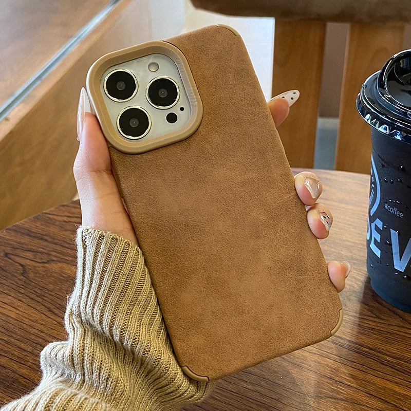 Brown Cortex Matte Leather Phone Case - Caseably