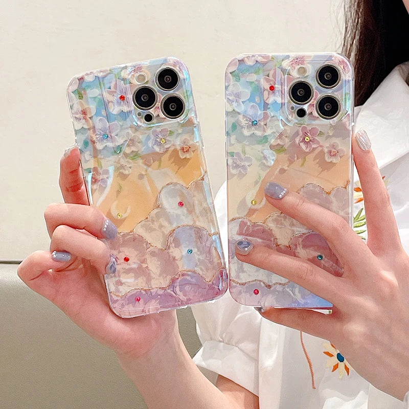 Flowers Glitter Laser Phone Case - Caseably