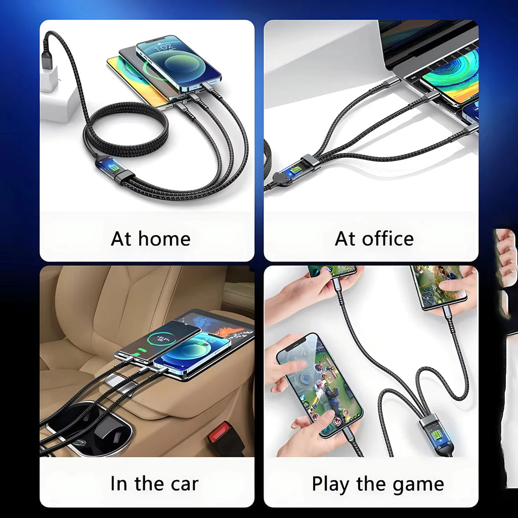 3-in-1 USB 100W 6A Fast Charger Cable
