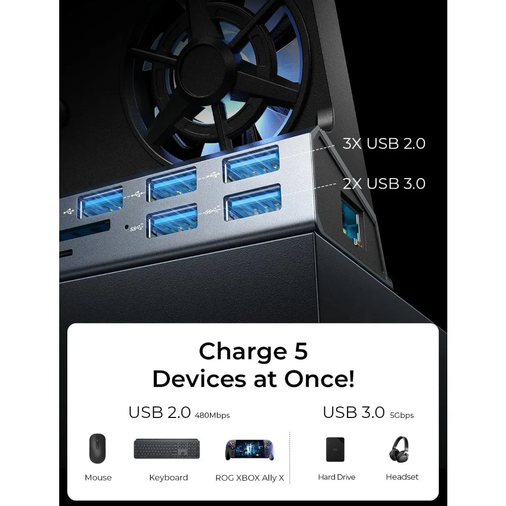 10-in-1 Gaming Dock with Dual Cooling Fans