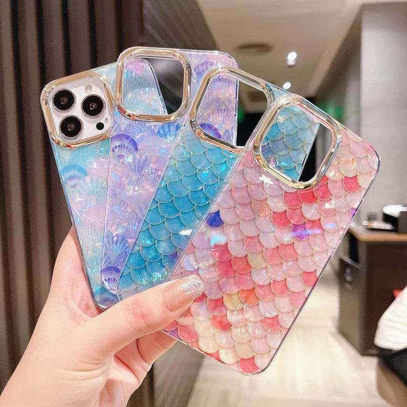 Rainbow Shell Glitter Laser Case - Caseably
