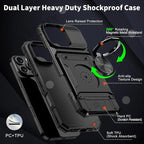 Magnetic Rotated Ring Kickstand Wallet Cover