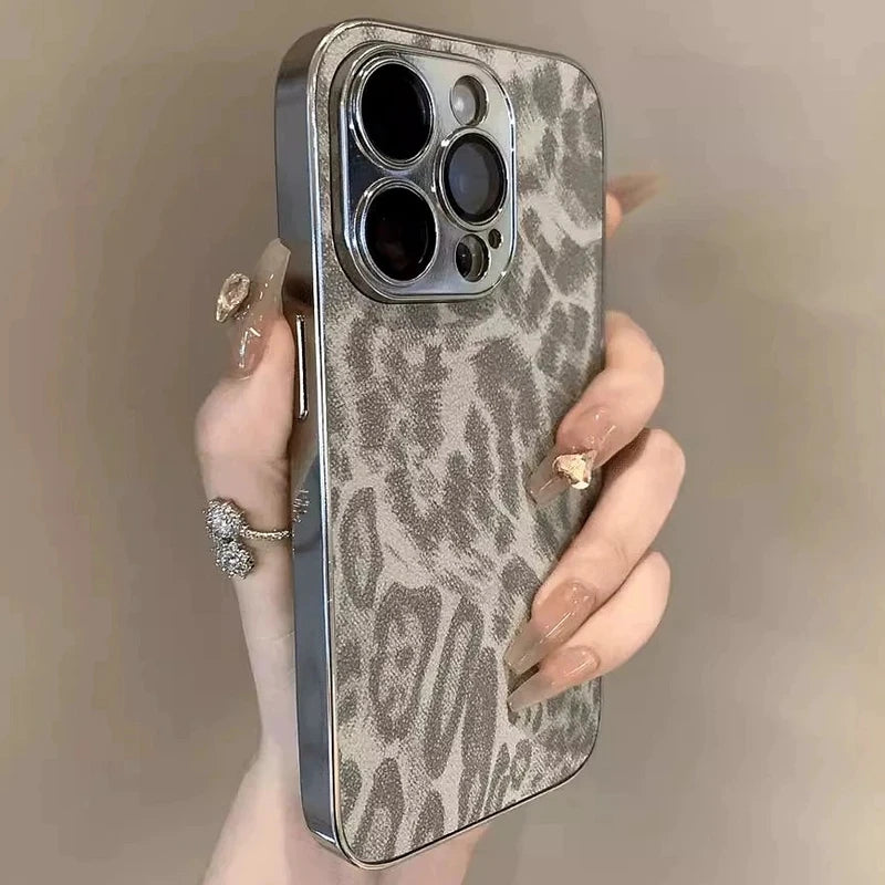 Leopard Print Leather Phone Case - Caseably