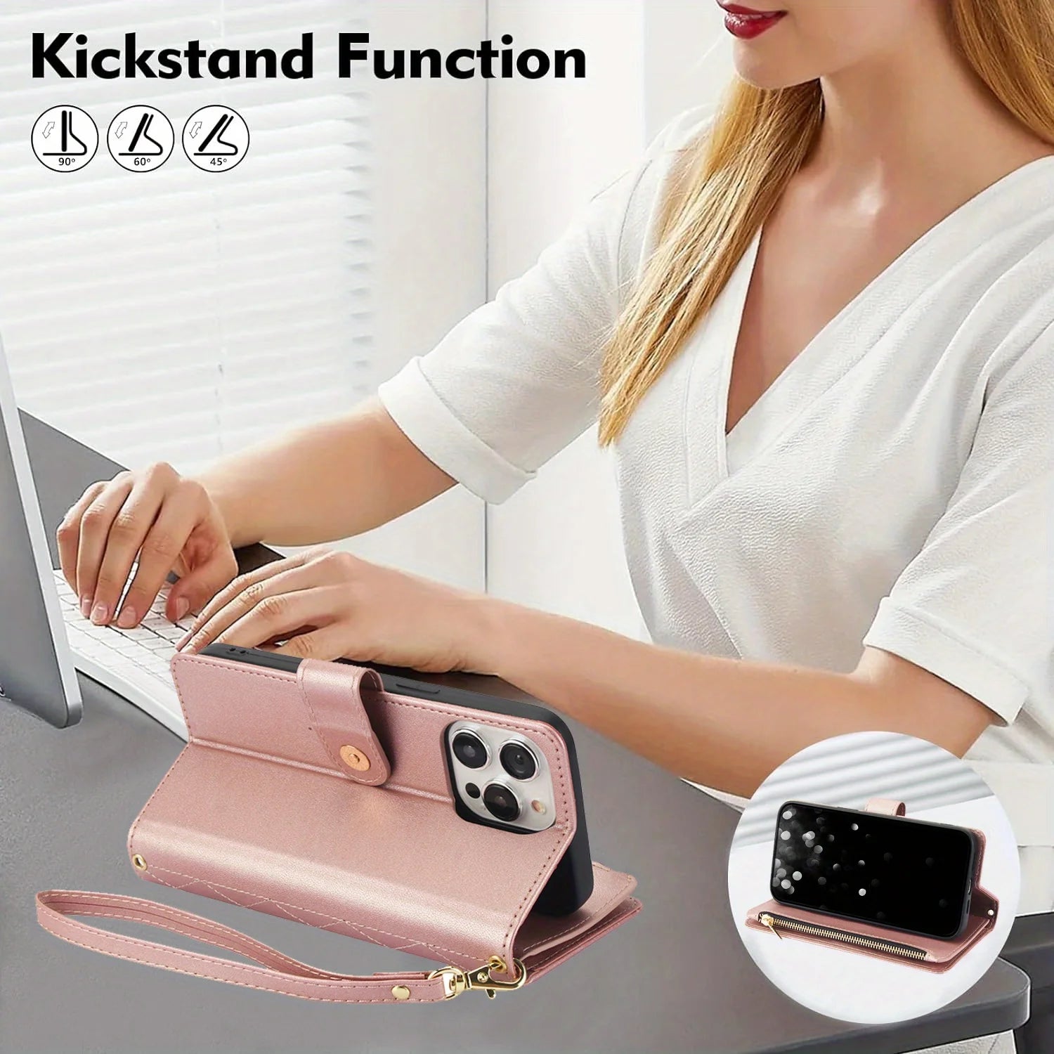 Crossbody PU Leather Wallet Flip Case For iPhone - Caseably