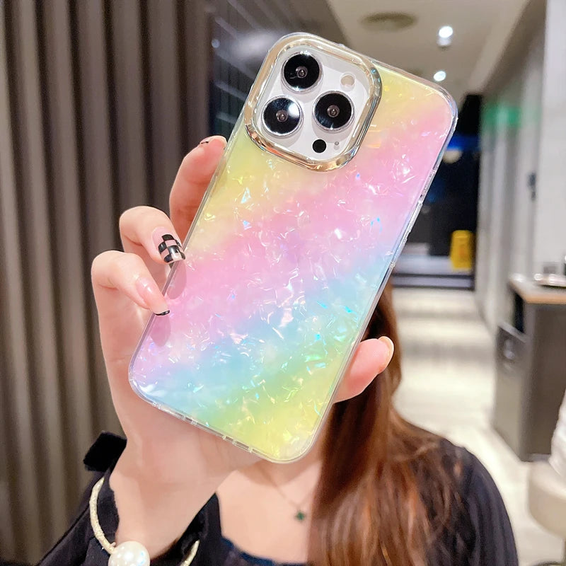 Rainbow Shell Glitter Laser Case - Caseably