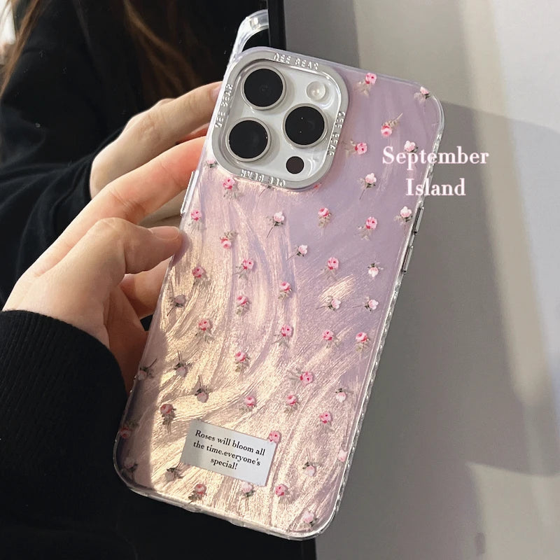 Luxury Pink Flowers Glitter Case - Caseably