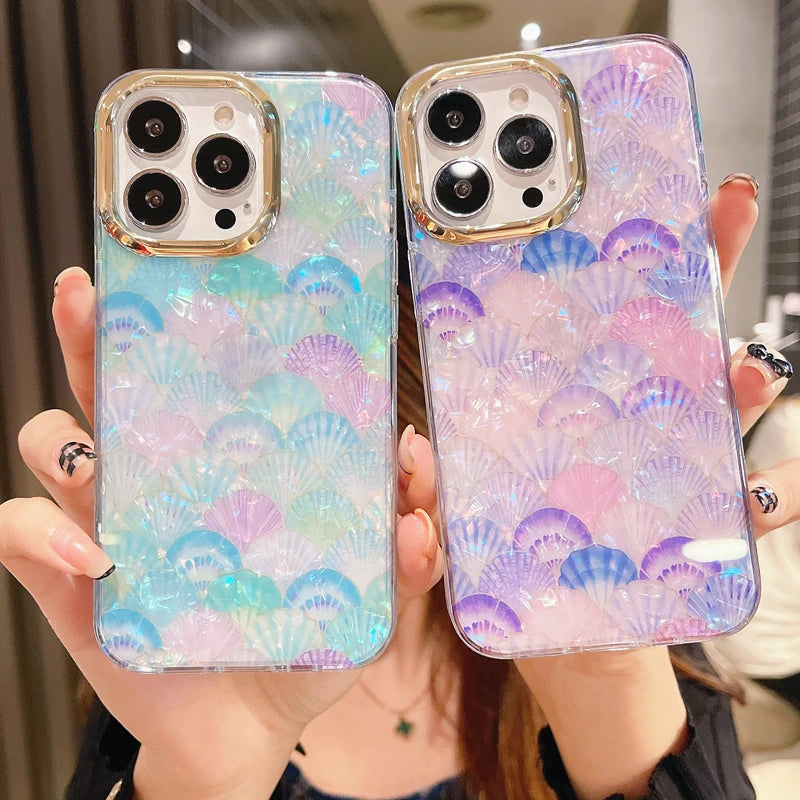 Rainbow Shell Glitter Laser Case - Caseably