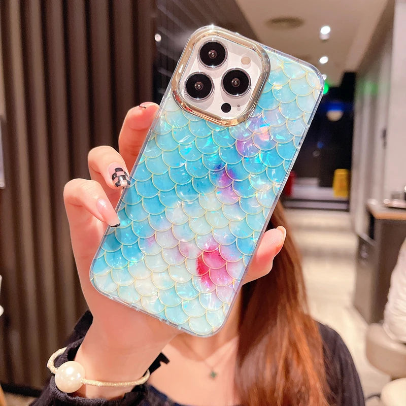 Rainbow Shell Glitter Laser Case - Caseably