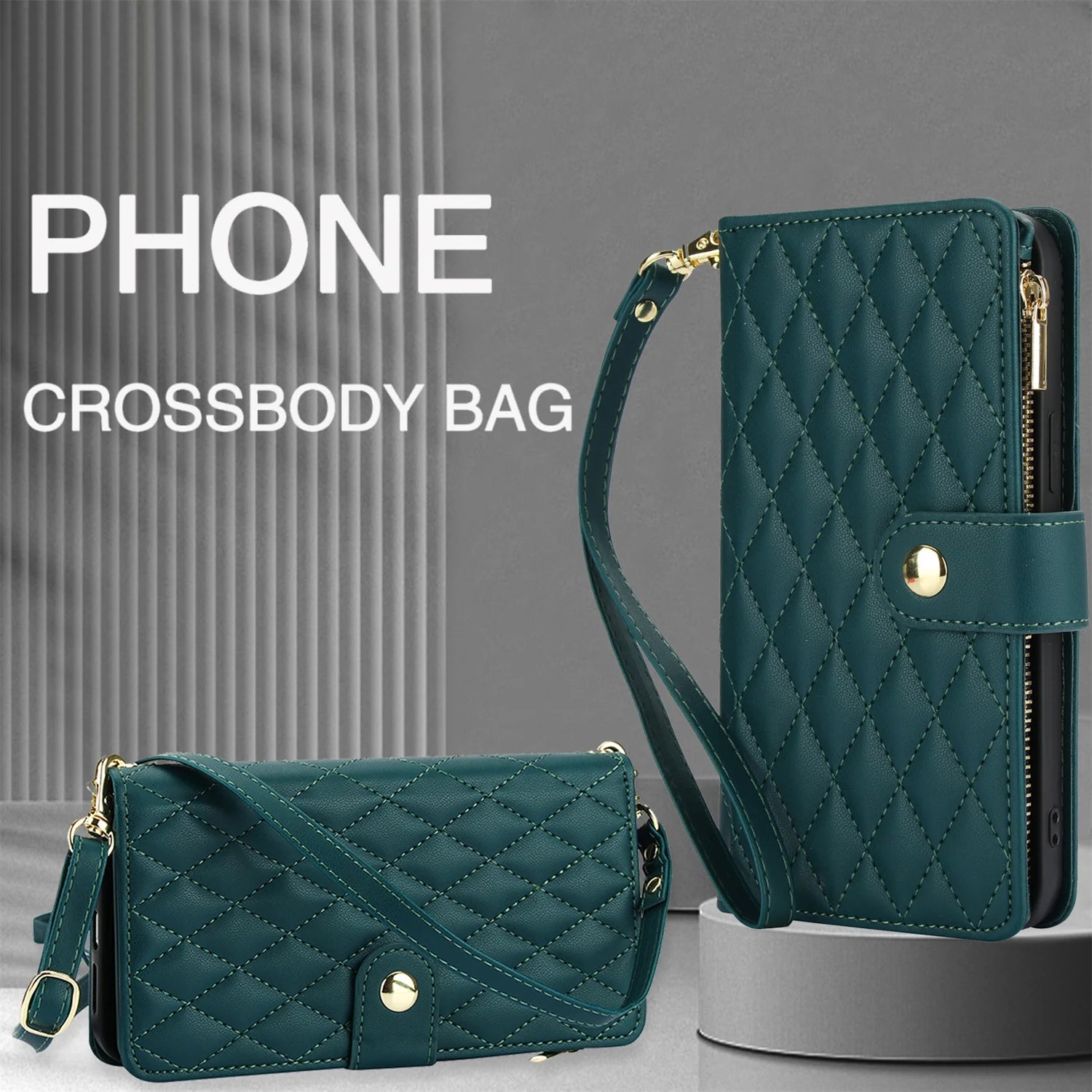 Crossbody PU Leather Wallet Flip Case For iPhone - Caseably