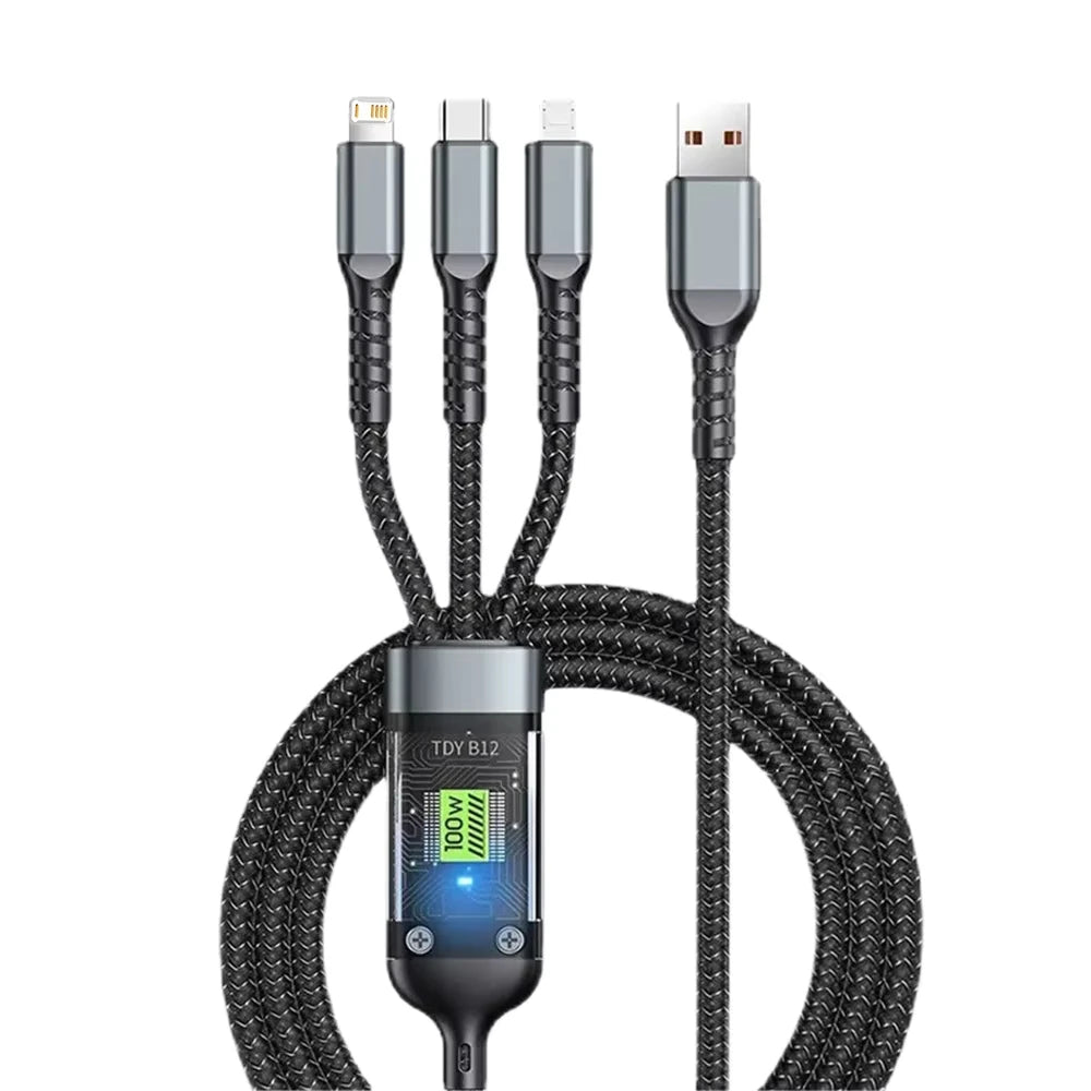 3-in-1 USB 100W 6A Fast Charger Cable