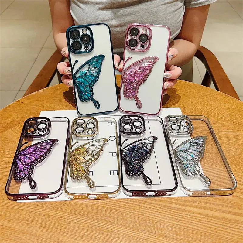 Plating Clear Glitter Butterfly Case - Caseably