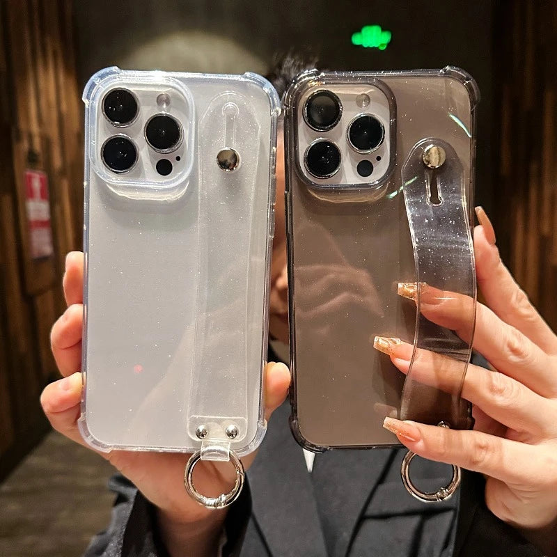 Transparent Glitter Wrist Strap Phone Case - Caseably