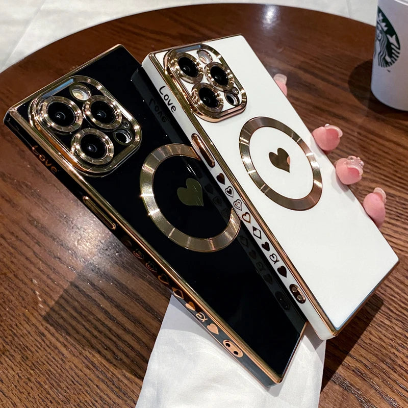 Luxury Electroplated Magsafe Love Heart Case - Caseably