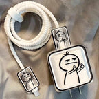 Creative Cute Charger Case Head Cover Cable Protector Wire Winder for IPhone 16 15 14 Pro Max 18/20W Type C Cable Management