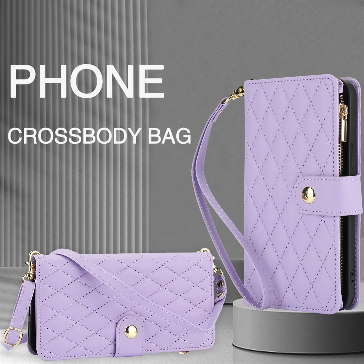 Crossbody PU Leather Wallet Flip Case For iPhone - Caseably