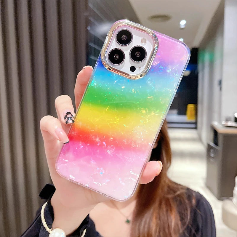 Rainbow Shell Glitter Laser Case - Caseably