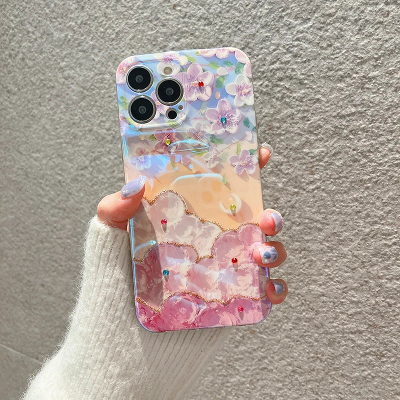 Flowers Glitter Laser Phone Case - Caseably