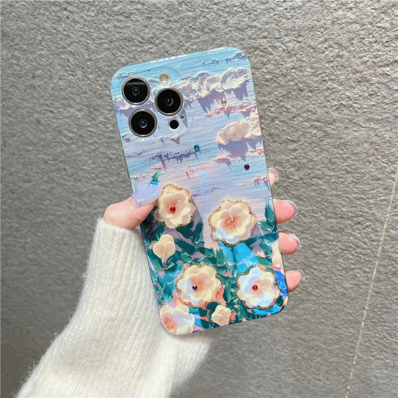 Flowers Glitter Laser Phone Case - Caseably