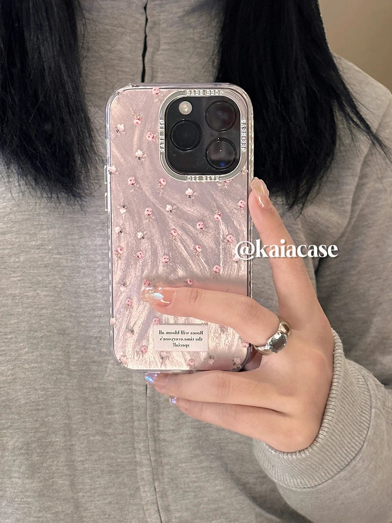 Luxury Pink Flowers Glitter Case - Caseably