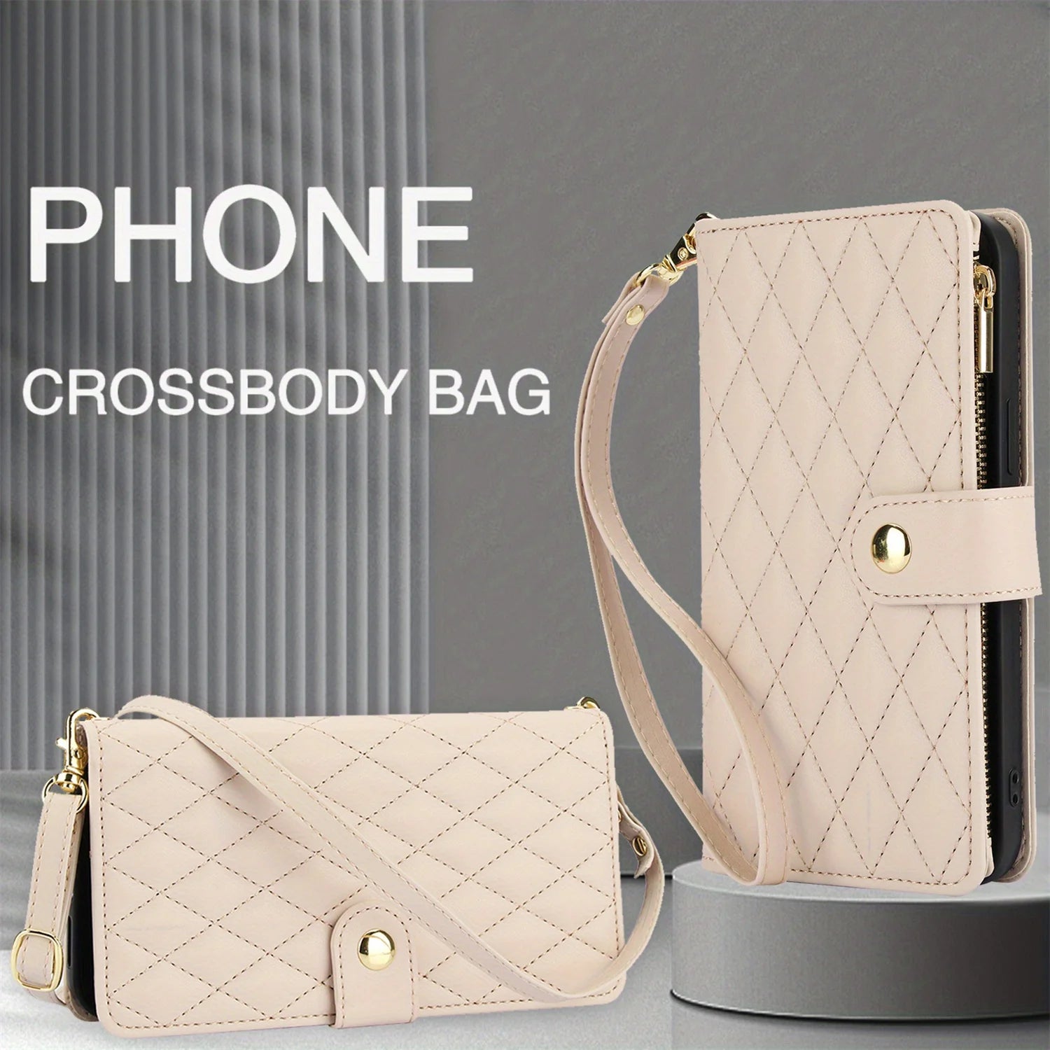 Crossbody PU Leather Wallet Flip Case For iPhone - Caseably