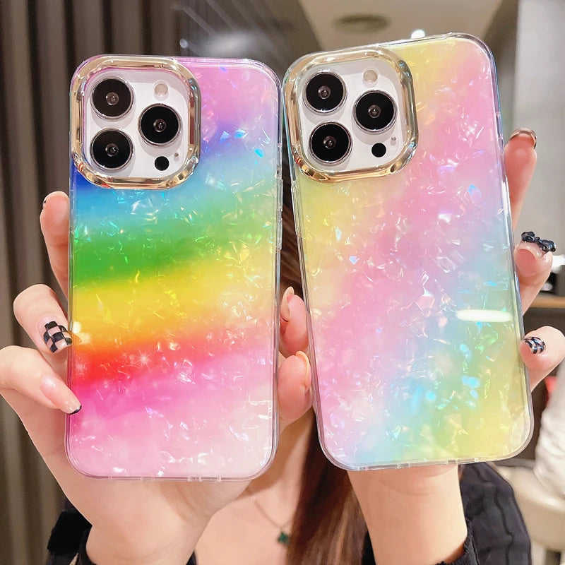 Rainbow Shell Glitter Laser Case - Caseably