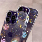 Planet Moon Stars Glitter Clear Case - Caseably