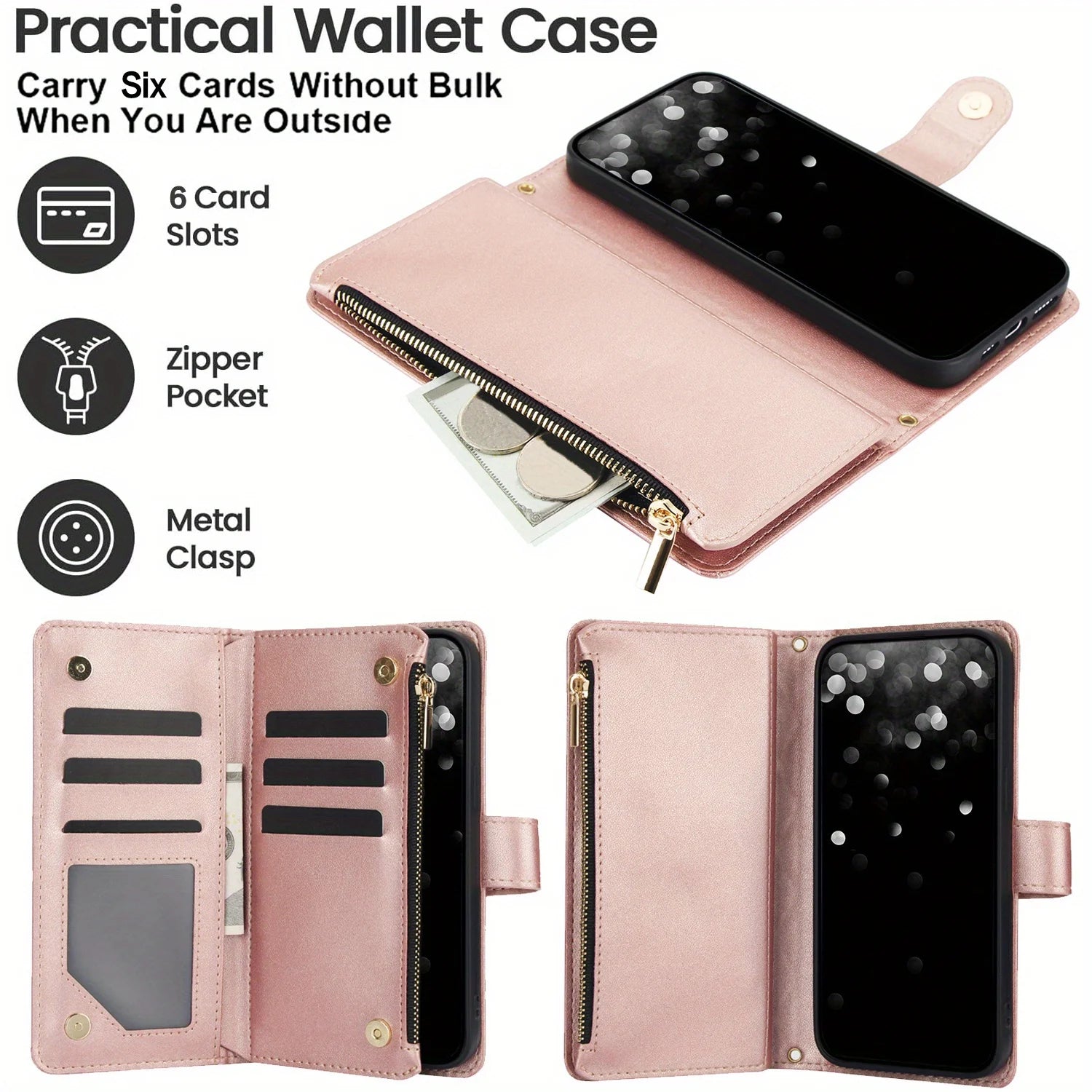 Crossbody PU Leather Wallet Flip Case For iPhone - Caseably