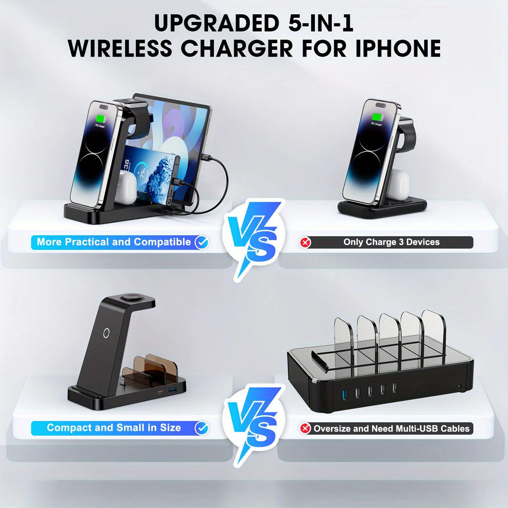 5-in-1 Fast Wireless Charging Station - Caseably