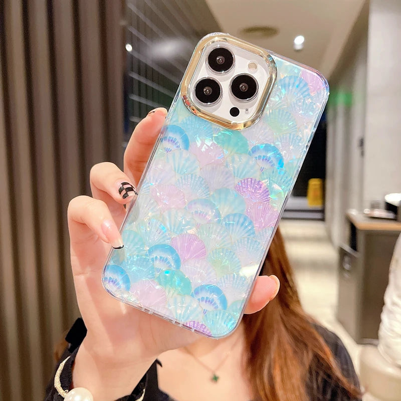 Rainbow Shell Glitter Laser Case - Caseably
