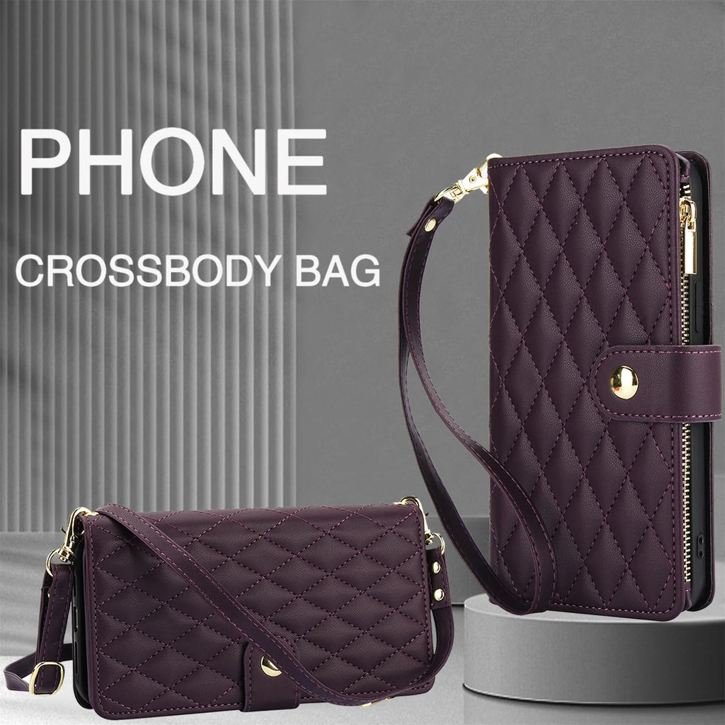 Crossbody PU Leather Wallet Flip Case For iPhone - Caseably